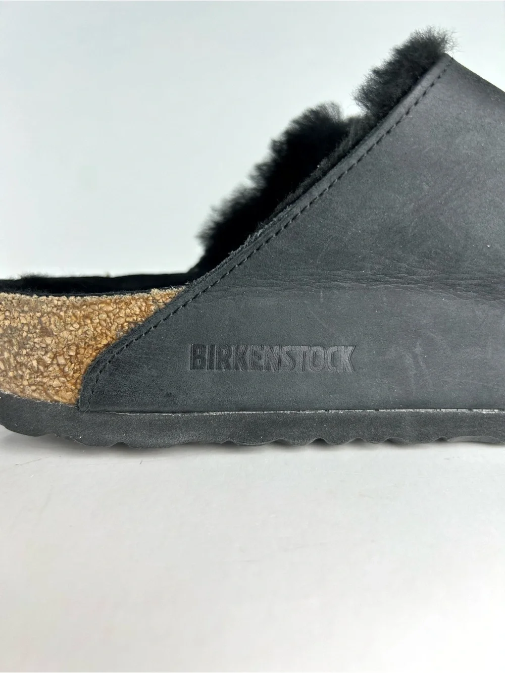 Birkenstock Arizona Big Buckle Shearling Black Two Strap Sandals EU 39 US 8